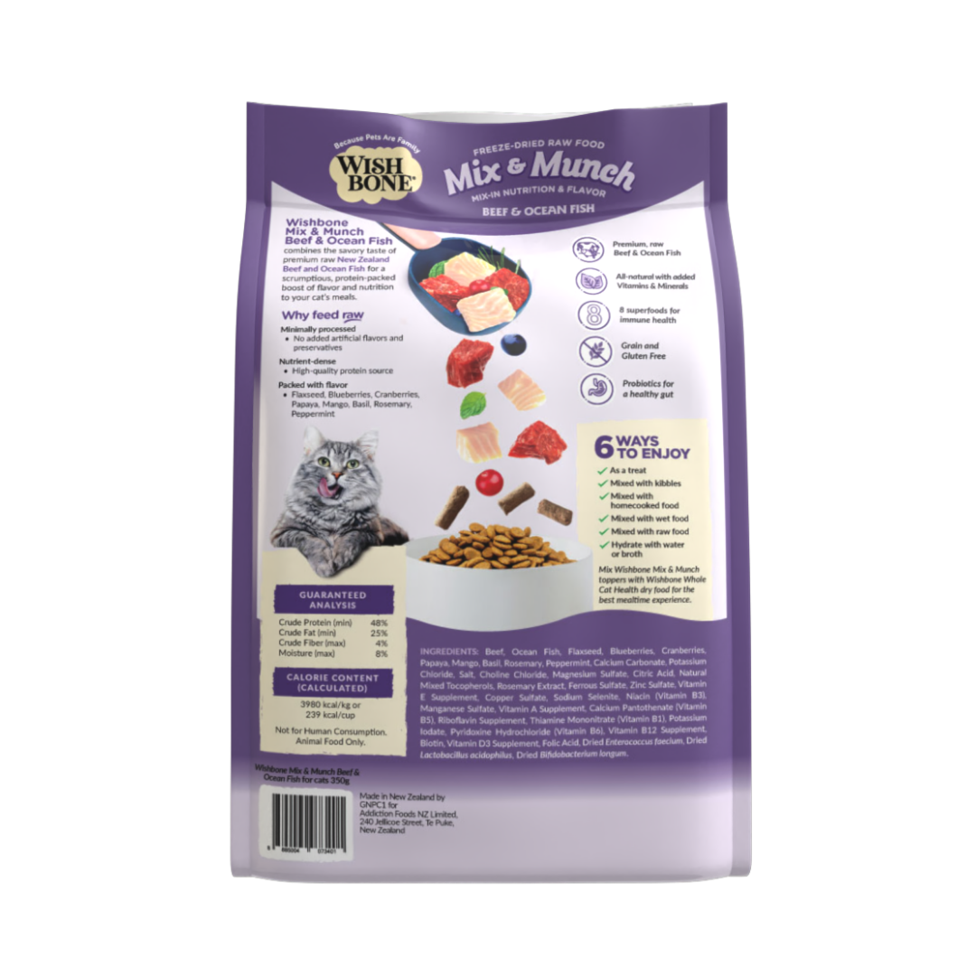 Wishbone Mix & Munch Freeze-Dried Raw Topper Beef & Ocean Fish for Cats 350g
