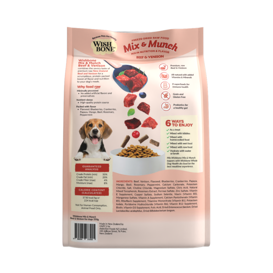 Wishbone Mix & Munch Freeze-Dried Raw Topper Beef & Venison for Dogs 350g