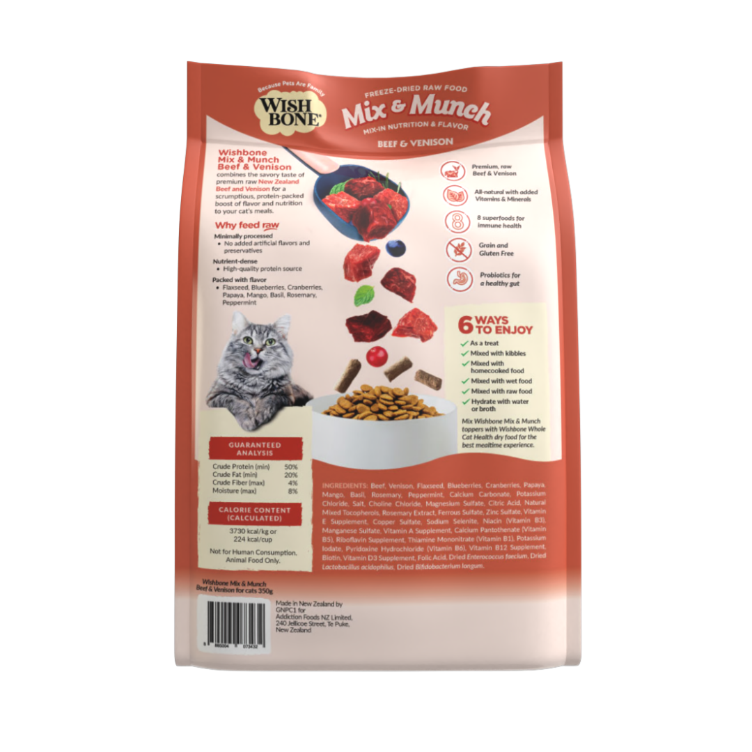 Wishbone Mix & Munch Freeze-Dried Raw Topper Beef & Venison for Cats 350g