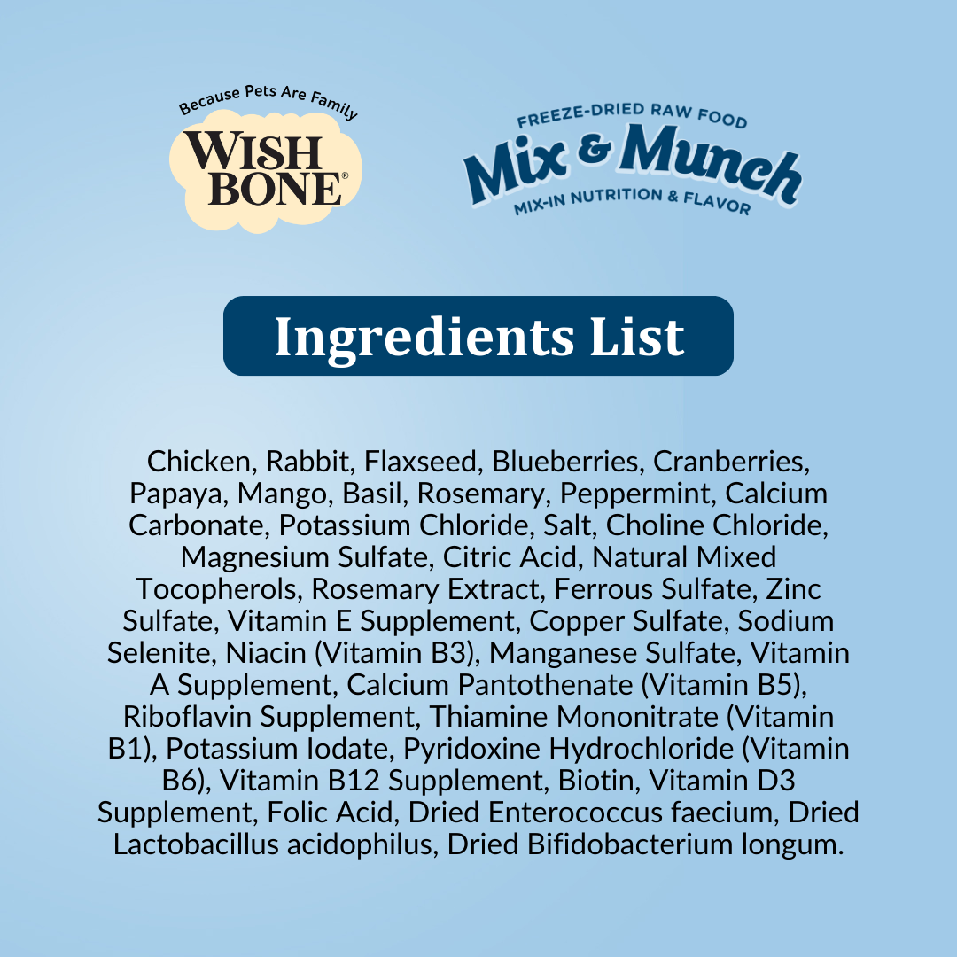 Wishbone Mix & Munch Freeze-Dried Raw Topper Chicken & Rabbit for Dogs - 350g