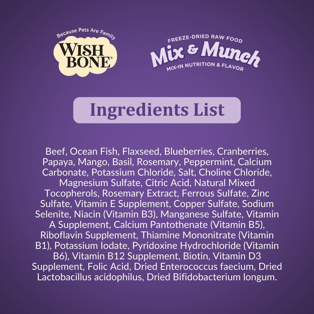 Wishbone Mix & Munch Freeze-Dried Raw Topper Beef & Ocean Fish for Cats 350g