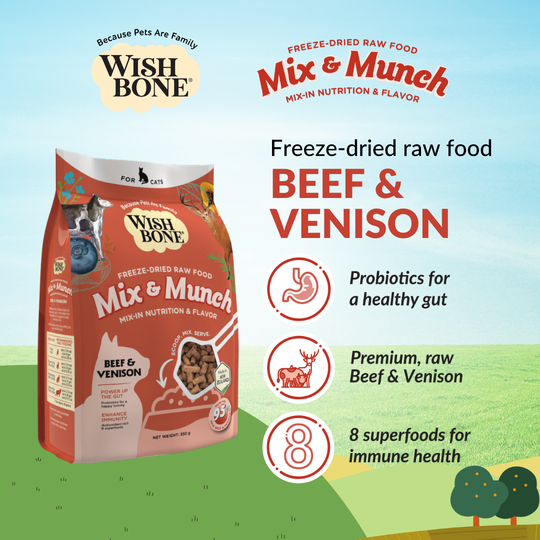 Wishbone Mix & Munch Freeze-Dried Raw Topper Beef & Venison for Cats 350g