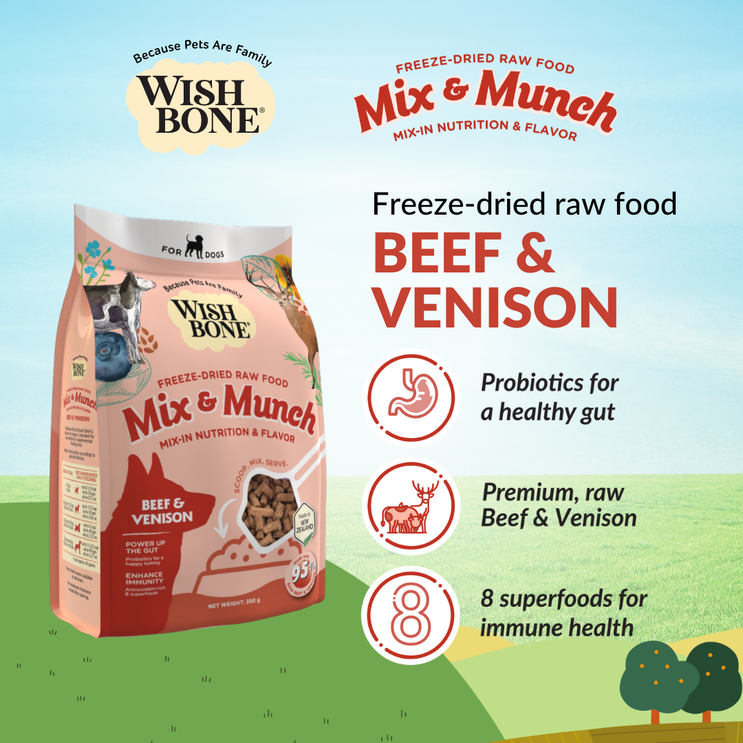 Wishbone Mix & Munch Freeze-Dried Raw Topper Beef & Venison for Dogs 350g