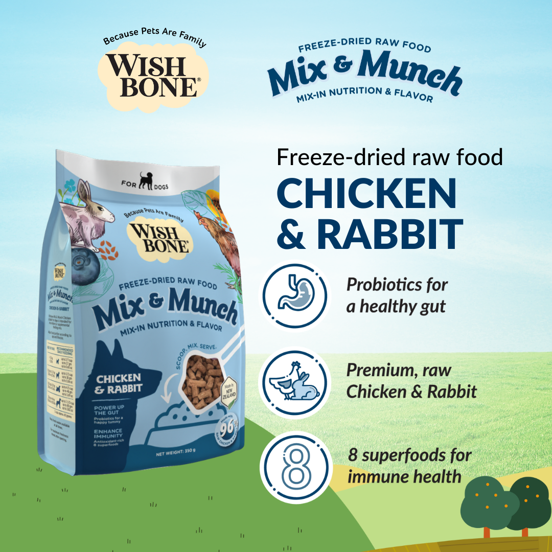 Wishbone Mix & Munch Freeze-Dried Raw Topper Chicken & Rabbit for Dogs - 350g