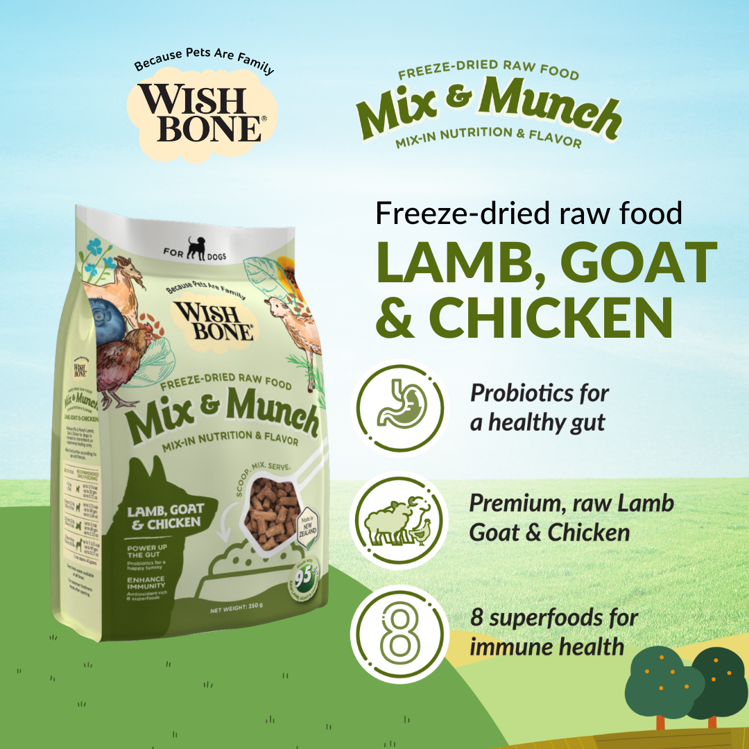 Wishbone Mix & Munch Freeze-Dried Raw Topper Lamb, Goat & Chicken for Dogs 350g