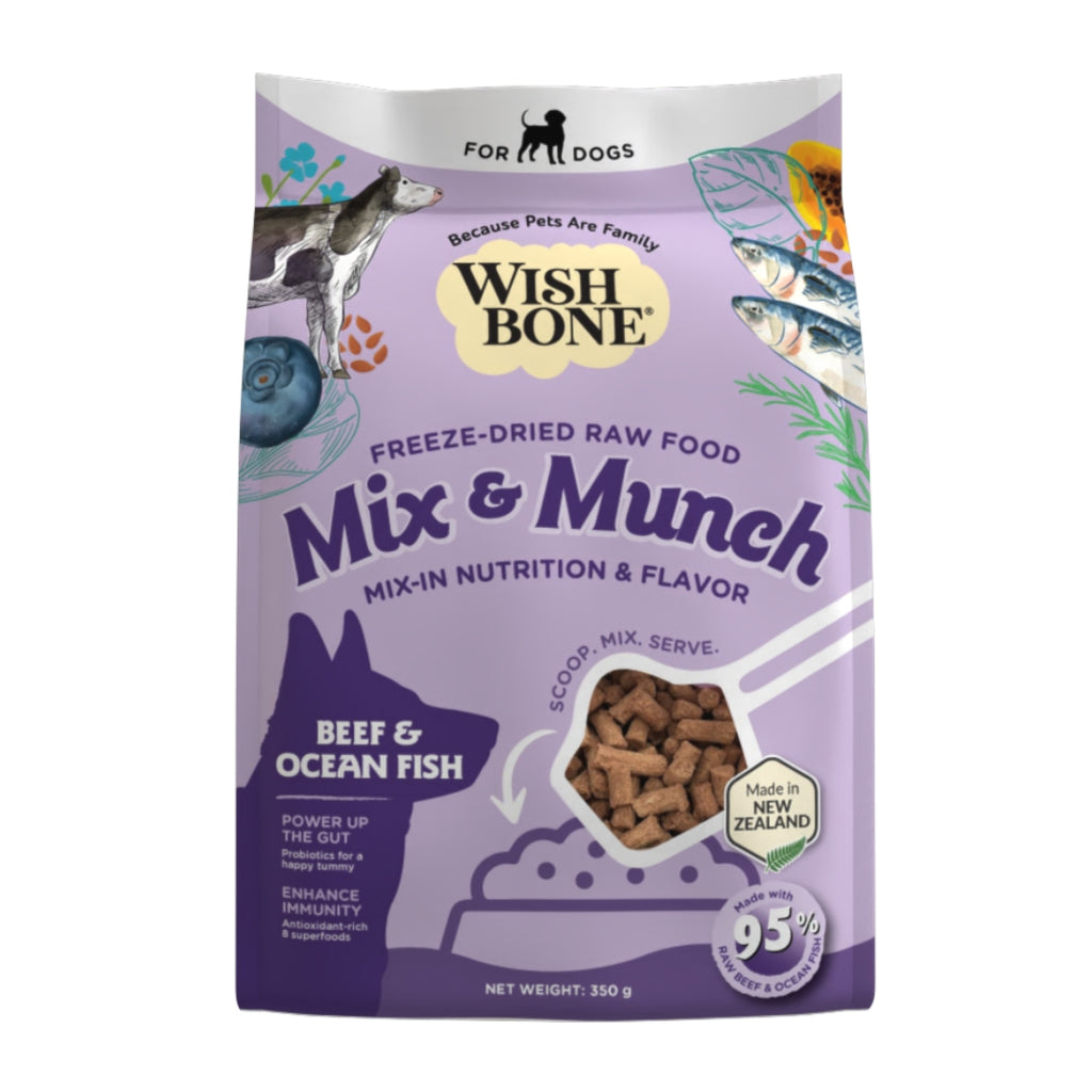 Wishbone Mix & Munch Freeze-Dried Raw Topper Beef & Ocean Fish For Dogs 350g