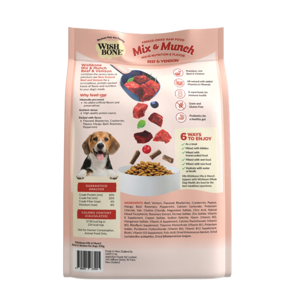 Wishbone Mix & Munch Freeze-Dried Raw Topper Beef & Venison For Dogs 350g