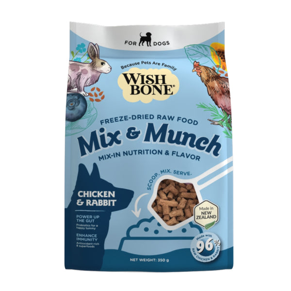 Wishbone Mix & Munch Freeze-Dried Raw Topper Chicken & Rabbit For Dogs 350g