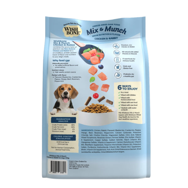 Wishbone Mix & Munch Freeze-Dried Raw Topper Chicken & Rabbit For Dogs 350g