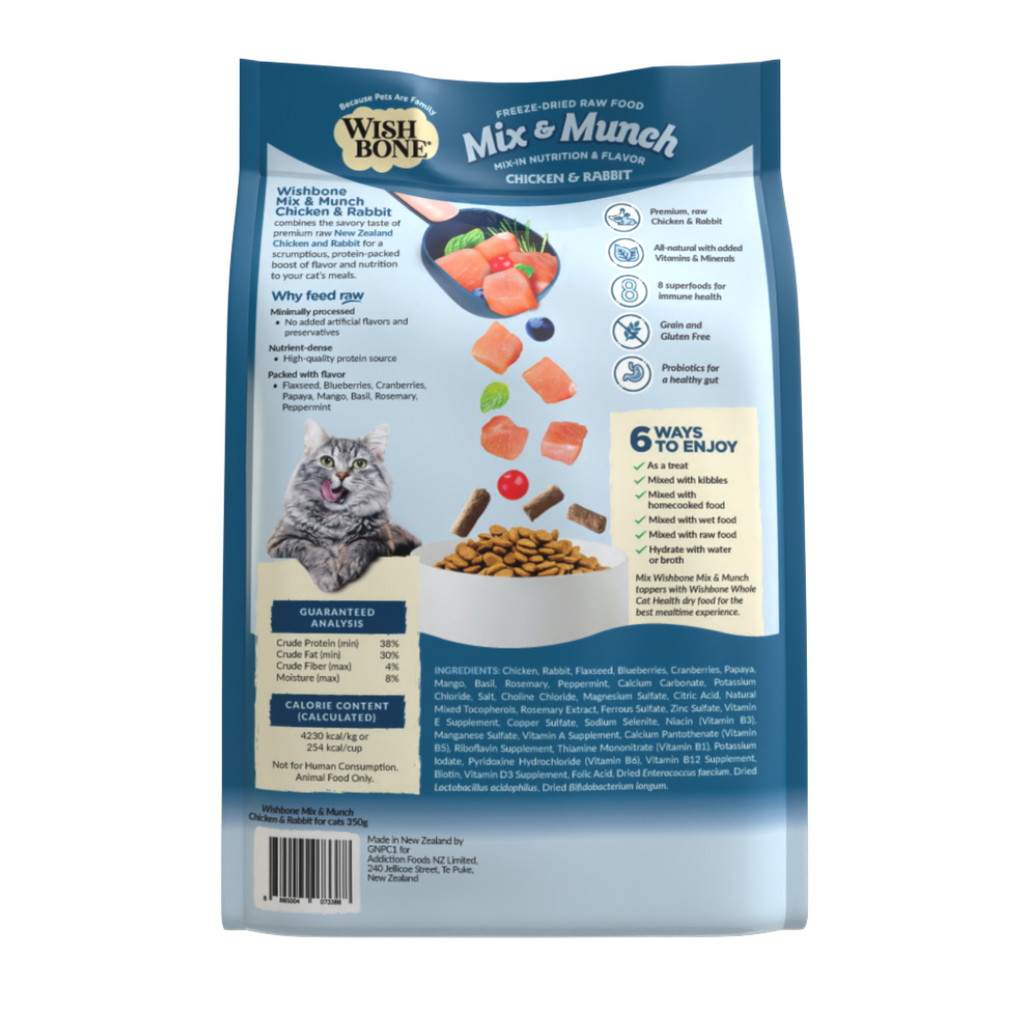 Wishbone Mix & Munch Freeze-Dried Raw Topper Chicken & Rabbit For Cats 350g