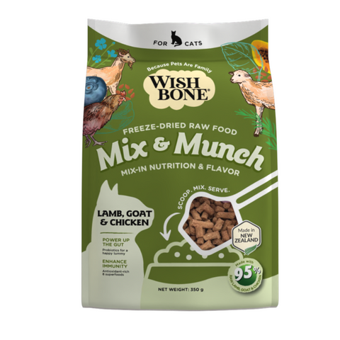 Wishbone Mix & Munch Freeze-Dried Raw Topper Lamb, Goat & Chicken For Cats 350g