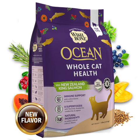 Wishbone Ocean New Zealand King Salmon, Gluten Free, Grain Free Dry Cat Food for Overall Pet Health