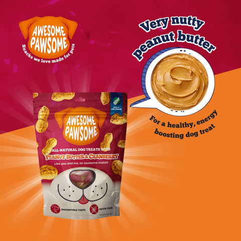 Awesome Pawsome All Natural Dog Treats Peanut Butter and Cranberry