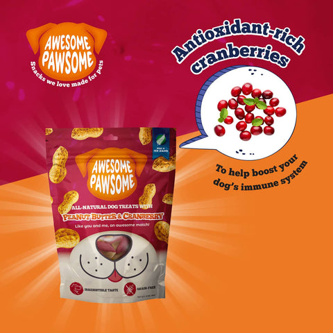 Awesome Pawsome All Natural Dog Treats Peanut Butter and Cranberry