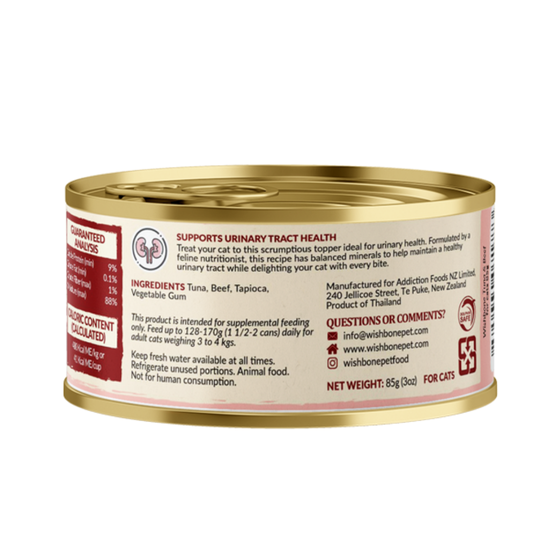 Wishbone Tuna & Beef - Cat Urinary Care Topper in Cans 85g