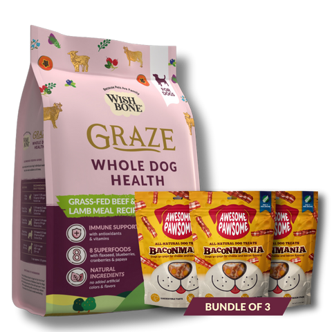 Wishbone Graze New Zealand Beef and Lamb, Gluten Free, Grain Free Dry Dog Food for Overall Pet Health