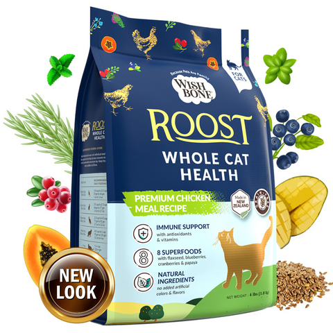 Wishbone Roost New Zealand Chicken, Gluten Free, Grain Free Dry Cat Food for Overall Pet Health