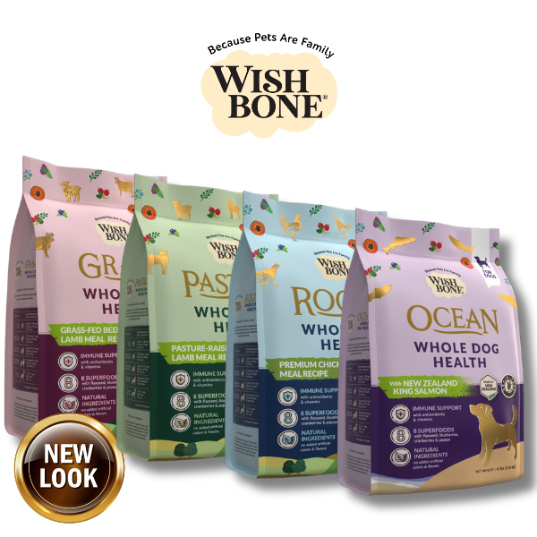 Wishbone Dog Dry Food for Overall Pet Health Bundle of 4 (All Flavors 1.8kg / $2.09 per cup)