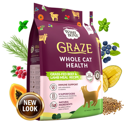 Wishbone Graze New Zealand Beef and Lamb, Gluten Free, Grain Free Dry Cat Food for Overall Pet Health