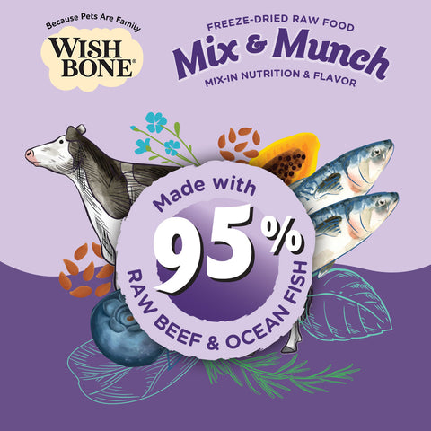 Wishbone Mix & Munch Freeze-Dried Raw Topper Beef & Ocean Fish For Dogs 350g