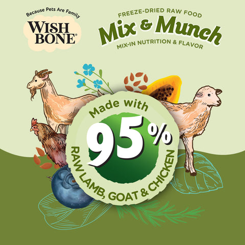 Wishbone Mix & Munch Freeze-Dried Raw Topper Lamb, Goat & Chicken For Dogs 350g