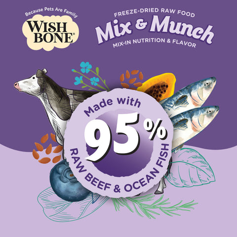 Wishbone Mix & Munch Freeze-Dried Raw Topper Beef & Ocean Fish For Cats 350g