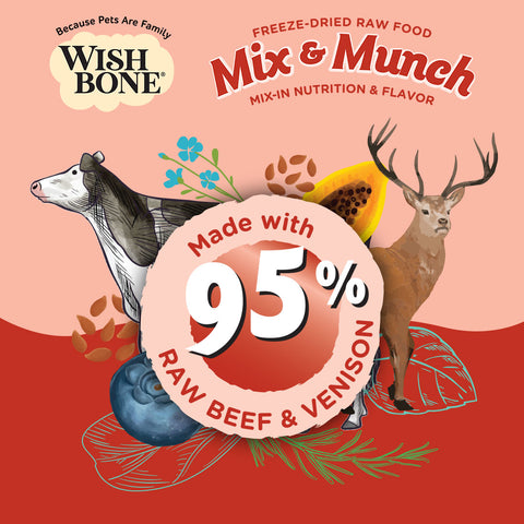 Wishbone Mix & Munch Freeze-Dried Raw Topper Beef & Venison For Dogs 350g