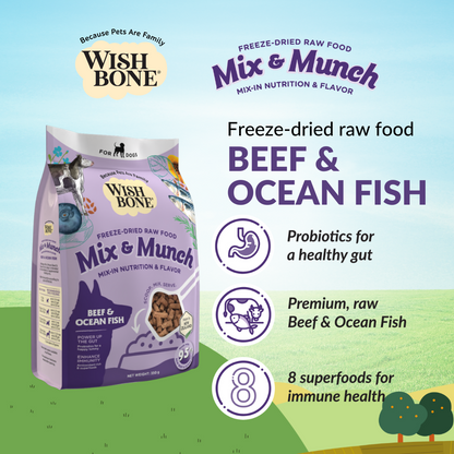 Wishbone Mix & Munch Freeze-dried Raw Topper Beef and Ocean Fish For Dog 350g