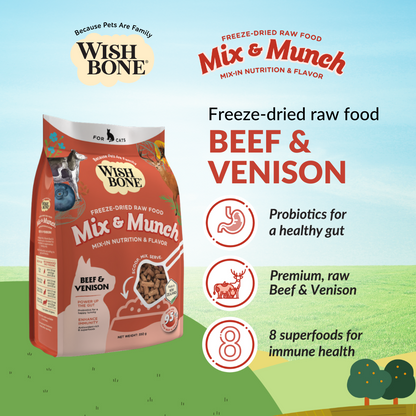 Wishbone Beef & Venison Freeze-Dried Raw Topper for Cats 350g