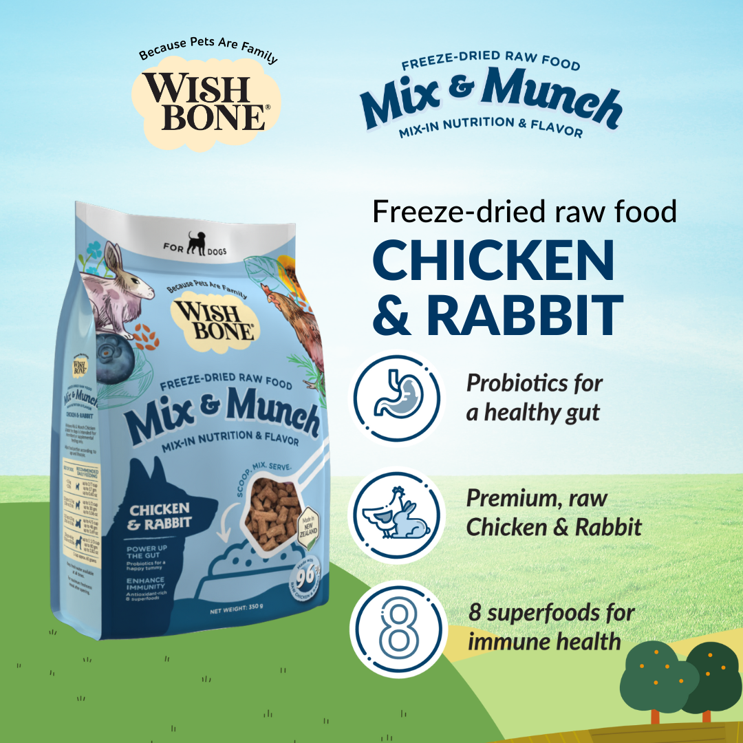 Wishbone Chicken & Rabbit Freeze-Dried Raw Topper for Dogs - 350g