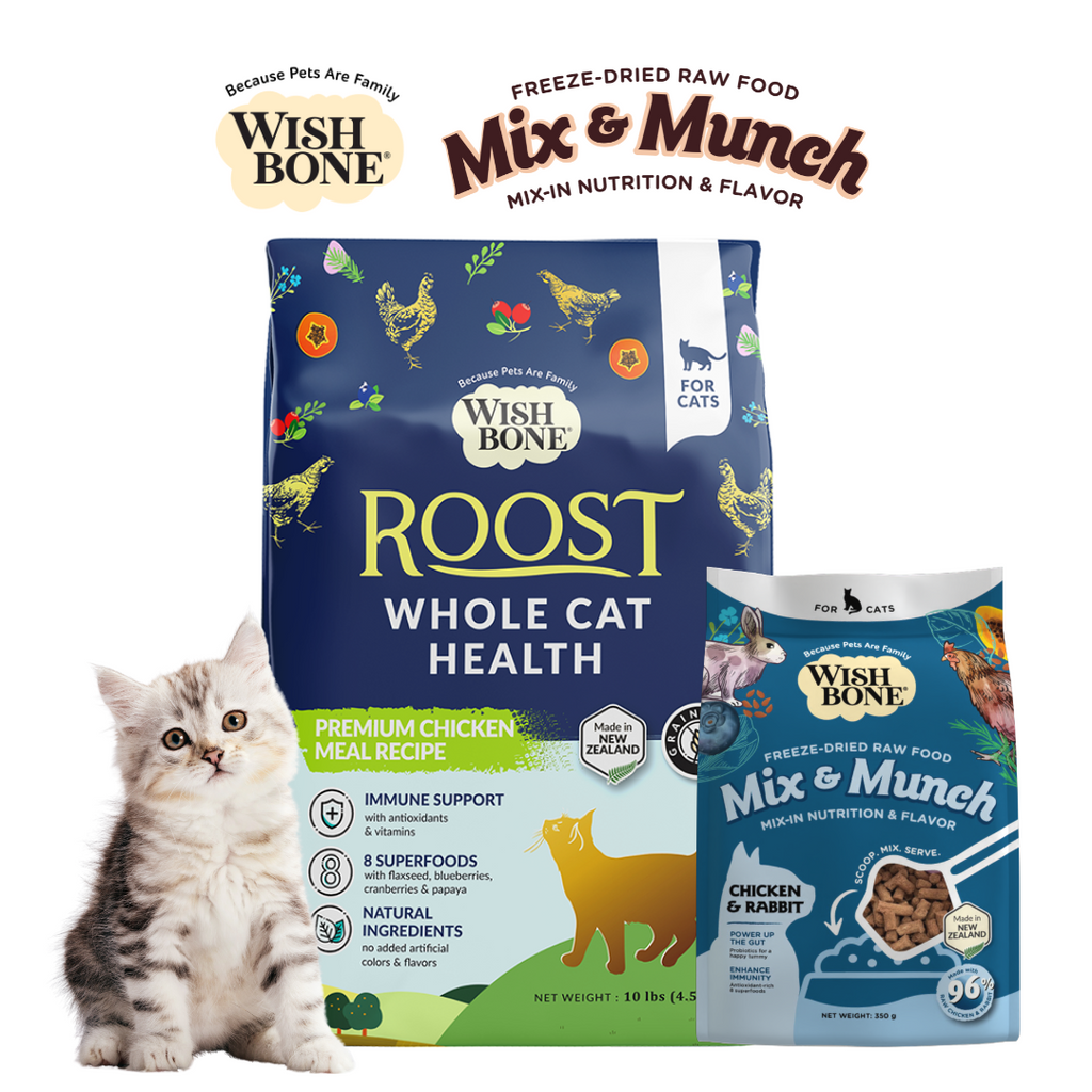 Wishbone Cat Dry Food and Mix & Munch Freeze-Dried Raw Topper Cat Bundle Deals