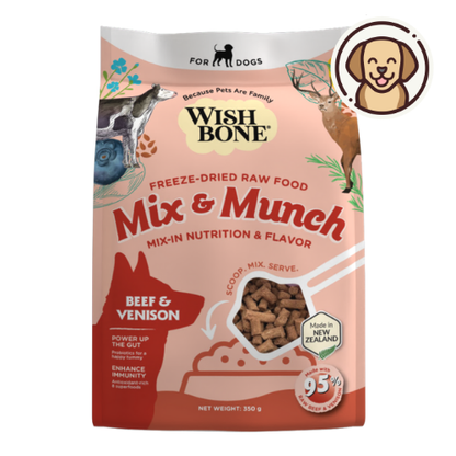 Wishbone Beef & Venison Freeze-Dried Raw Topper for Dogs 350g