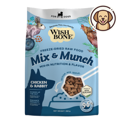 Wishbone Chicken & Rabbit Freeze-Dried Raw Topper for Dogs - 350g