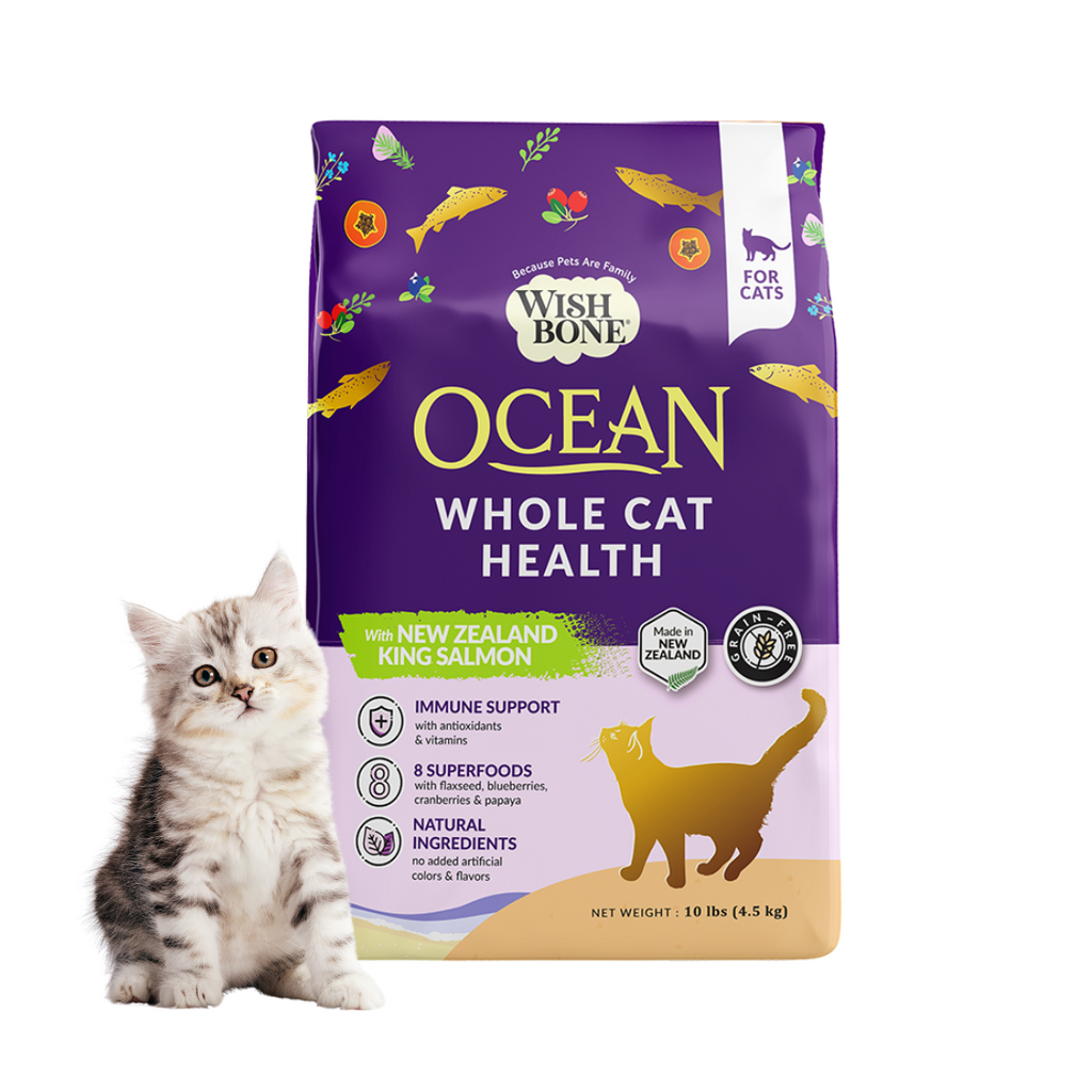 Wishbone Ocean New Zealand King Salmon, Gluten Free, Grain Free Dry Cat Food for Overall Pet Health