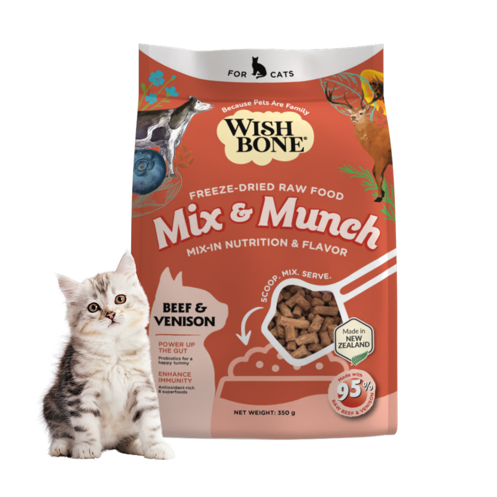 Wishbone Mix Munch Freeze Dried Raw Topper Beef Venison For Cats 3 Wishbone Singapore