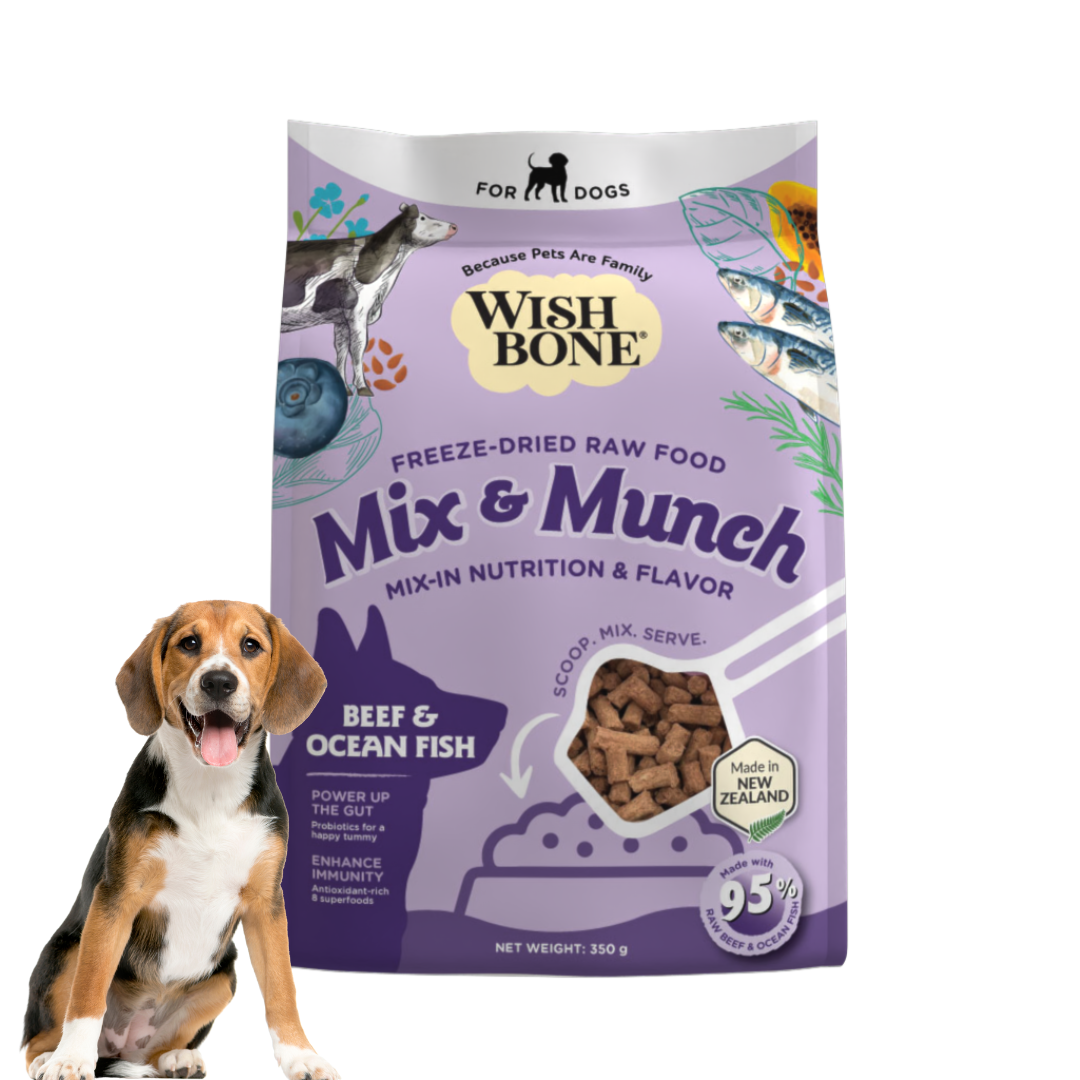 Wishbone Mix Munch Freeze Dried Raw Topper Beef Ocean Fish For Dog Wishbone Singapore